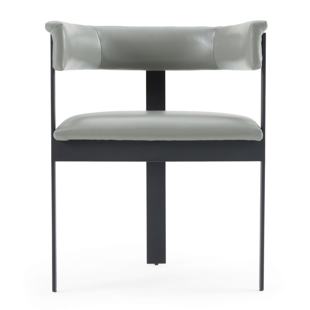 Boswell - Modern Grey Faux Leather + Black Dining Chair - View 2