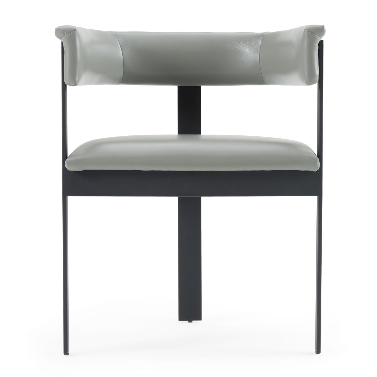 Boswell - Modern Grey Faux Leather + Black Dining Chair - View 2