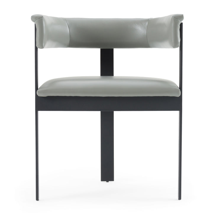 Boswell  Modern Grey Faux Leather + Black Dining Chair
