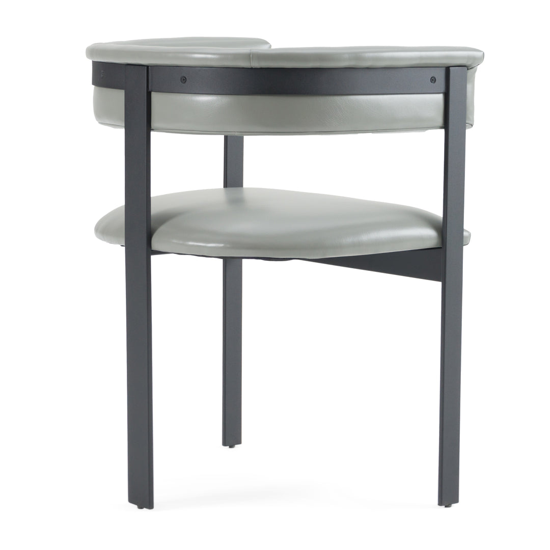 Boswell  Modern Grey Faux Leather + Black Dining Chair