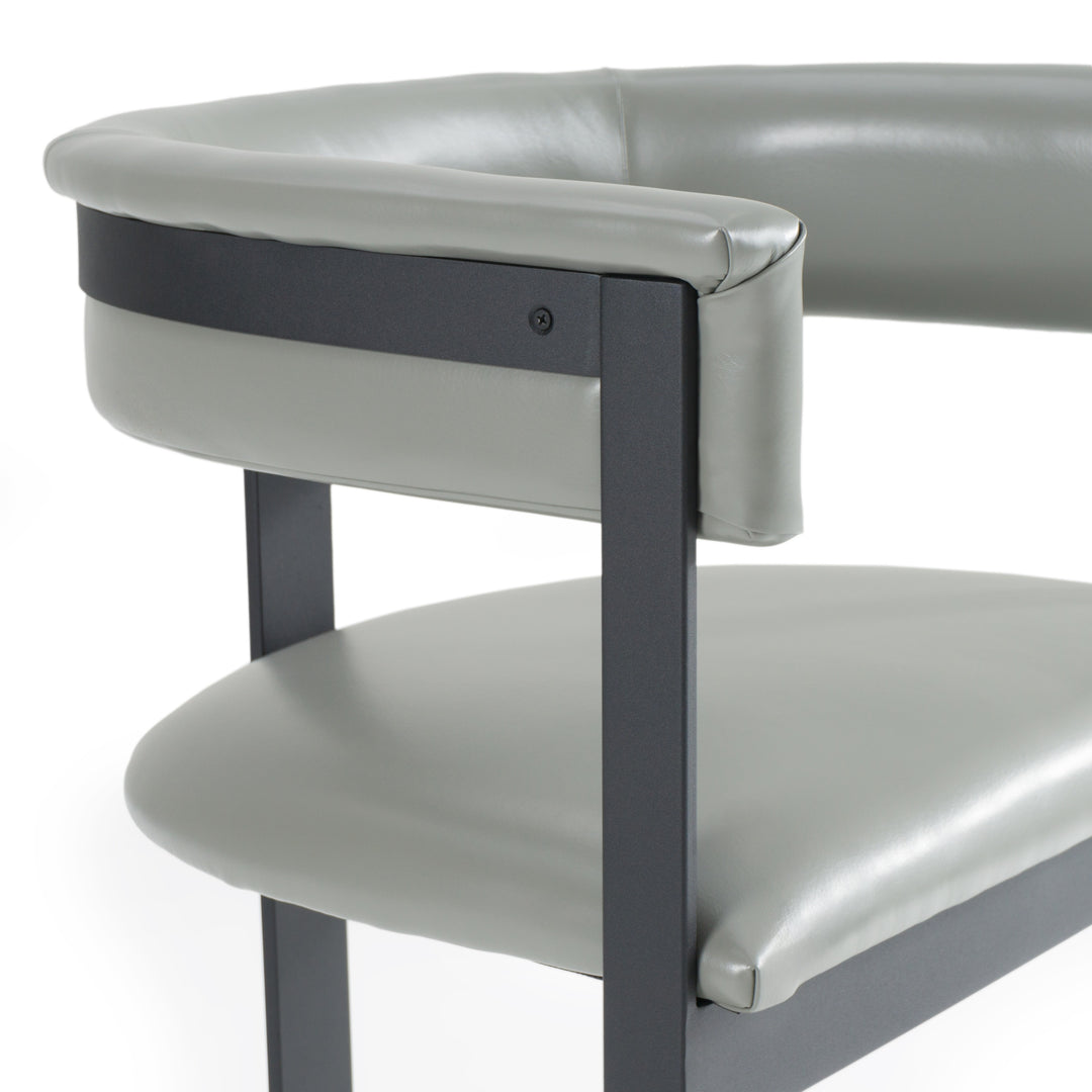 Boswell  Modern Grey Faux Leather + Black Dining Chair