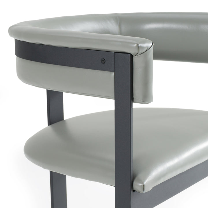 Boswell  Modern Grey Faux Leather + Black Dining Chair