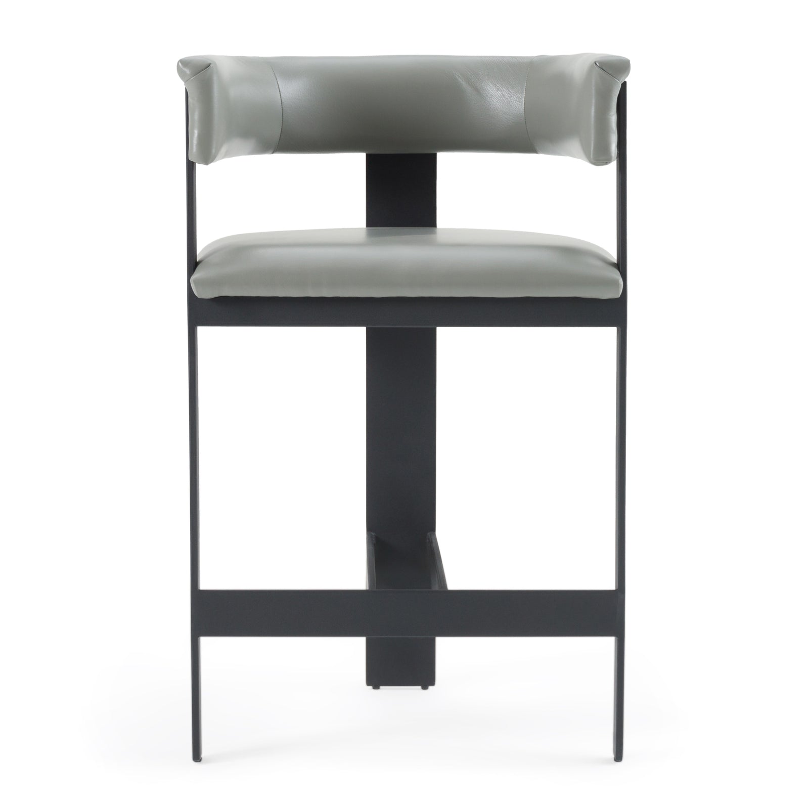 Boswell - Modern Grey Faux Leather  Black Counter Chair