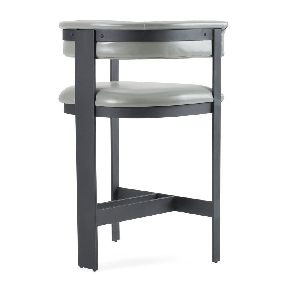 Boswell - Modern Grey Faux Leather + Black Counter Chair - View 5