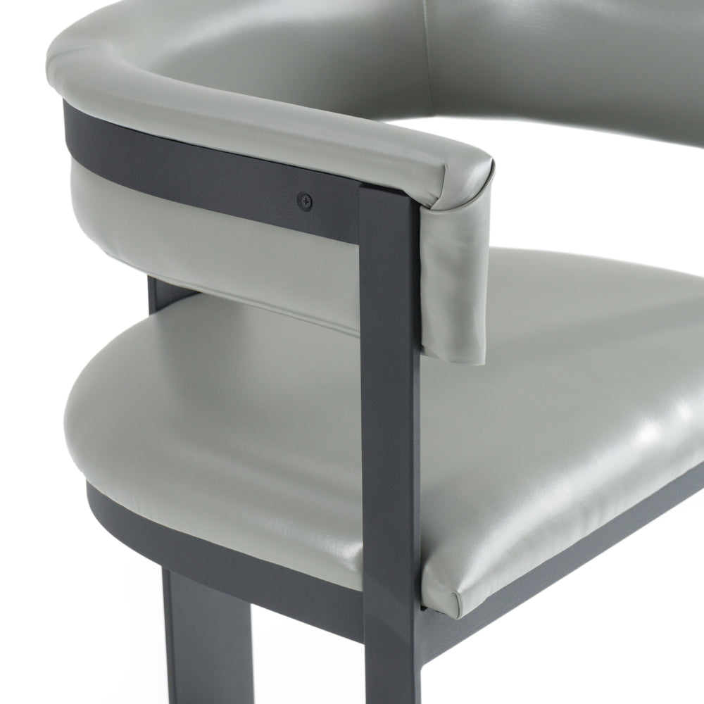 Boswell - Modern Grey Faux Leather + Black Counter Chair - View 6