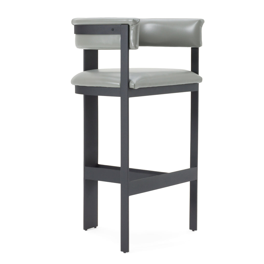 Boswell  Modern Grey Faux Leather + Black Barstool