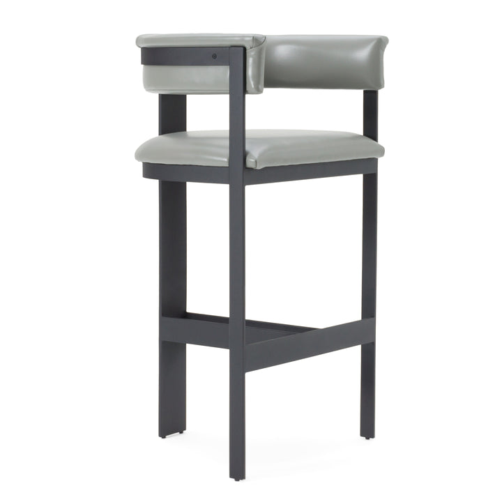 Boswell - Modern Grey Faux Leather + Black Barstool