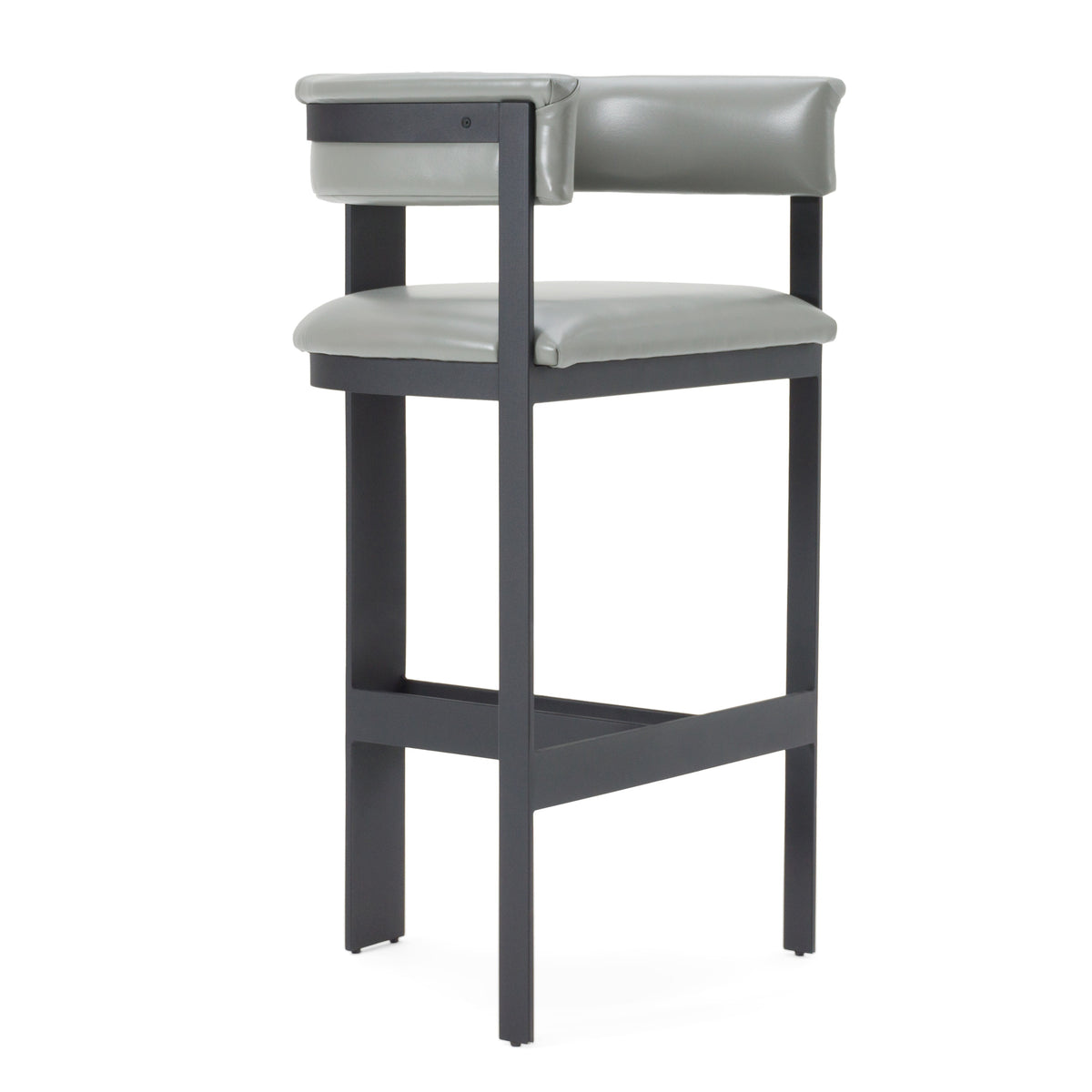Boswell - Modern Grey Faux Leather + Black Barstool