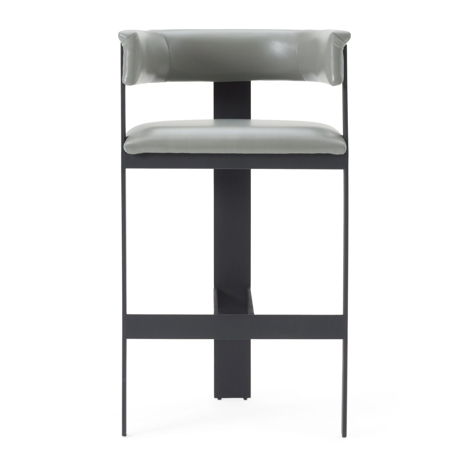 Boswell - Modern Grey Faux Leather  Black Barstool