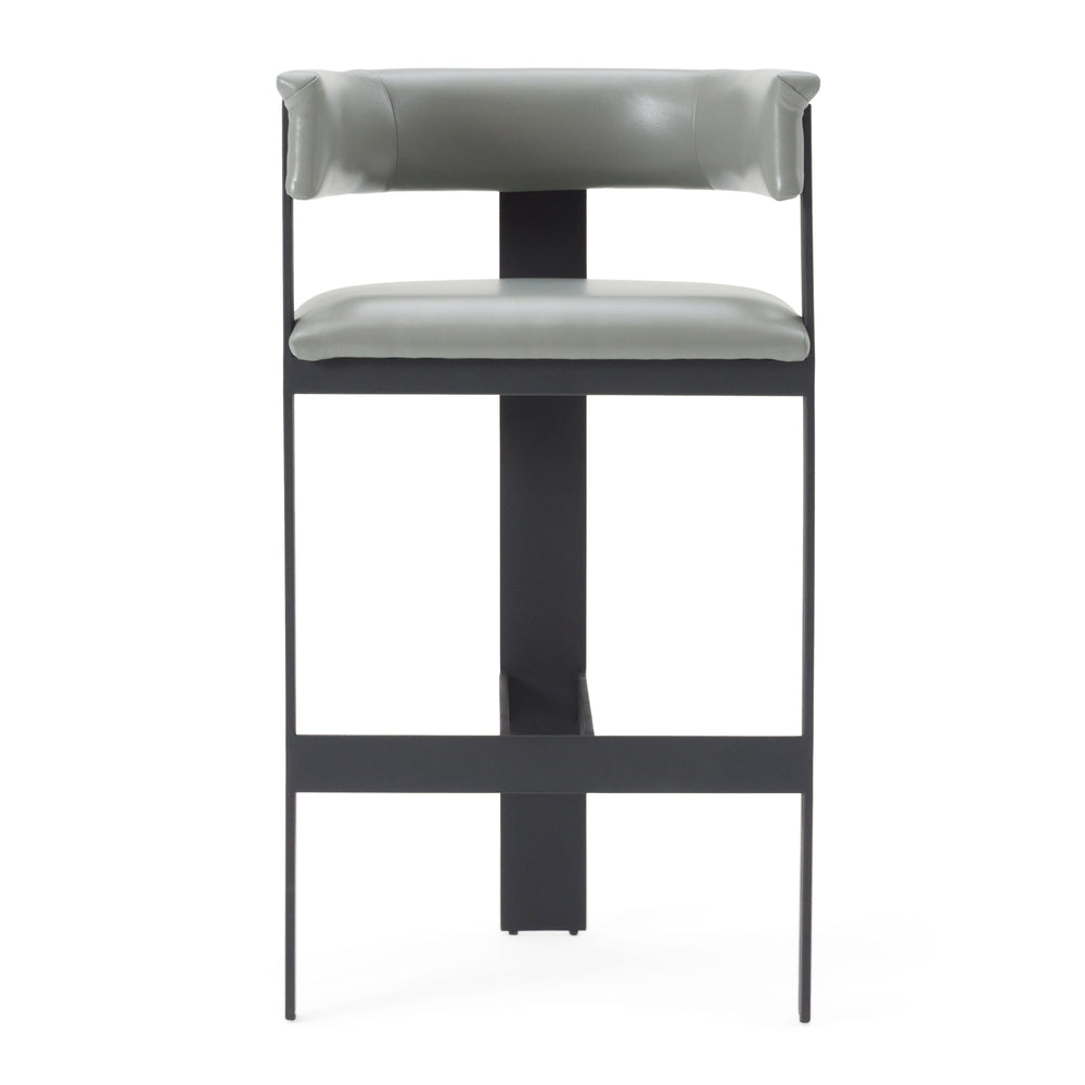 Boswell - Modern Grey Faux Leather + Black Barstool - View 2