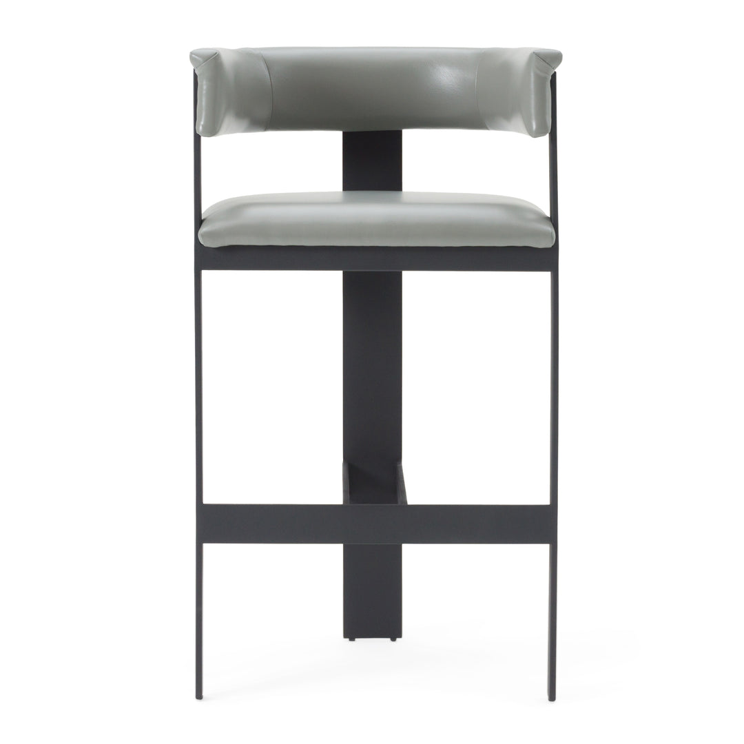 Boswell - Modern Grey Faux Leather + Black Barstool