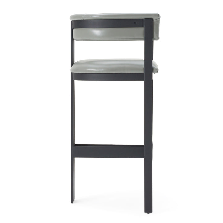 Boswell - Modern Grey Faux Leather + Black Barstool