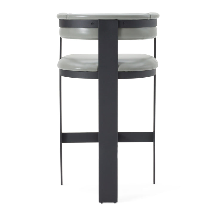 Boswell - Modern Grey Faux Leather + Black Barstool