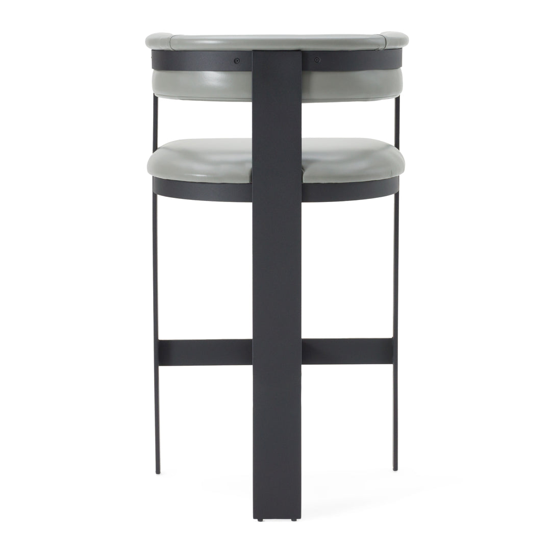 Boswell - Modern Grey Faux Leather + Black Barstool