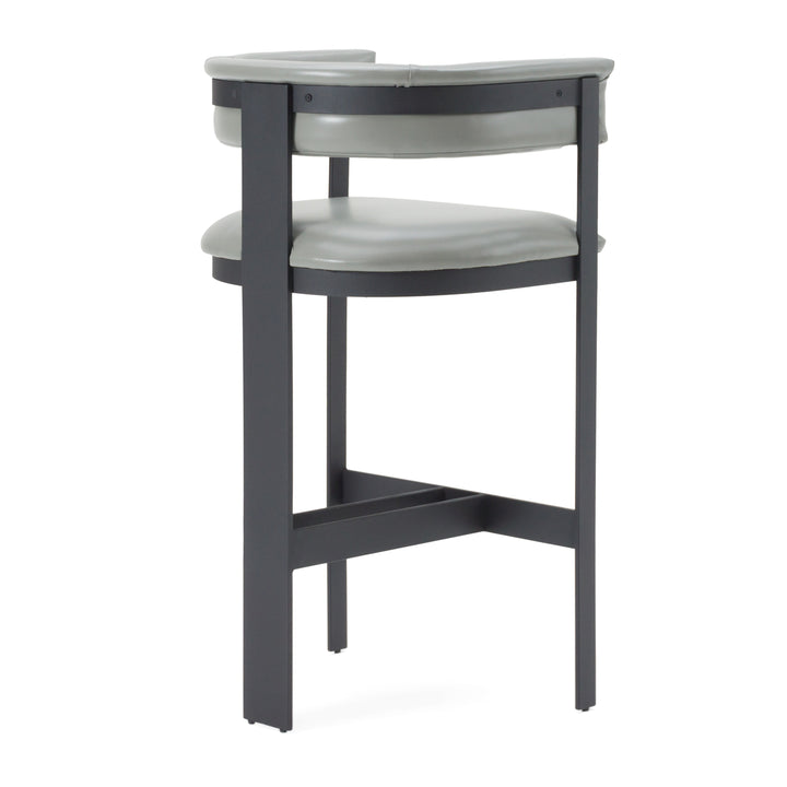 Boswell - Modern Grey Faux Leather + Black Barstool