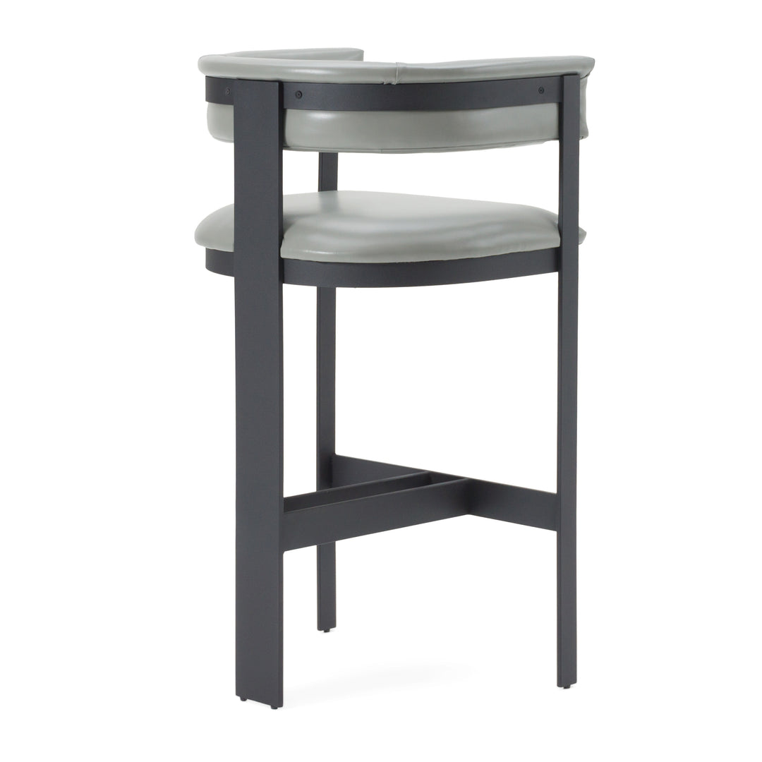 Boswell - Modern Grey Faux Leather + Black Barstool