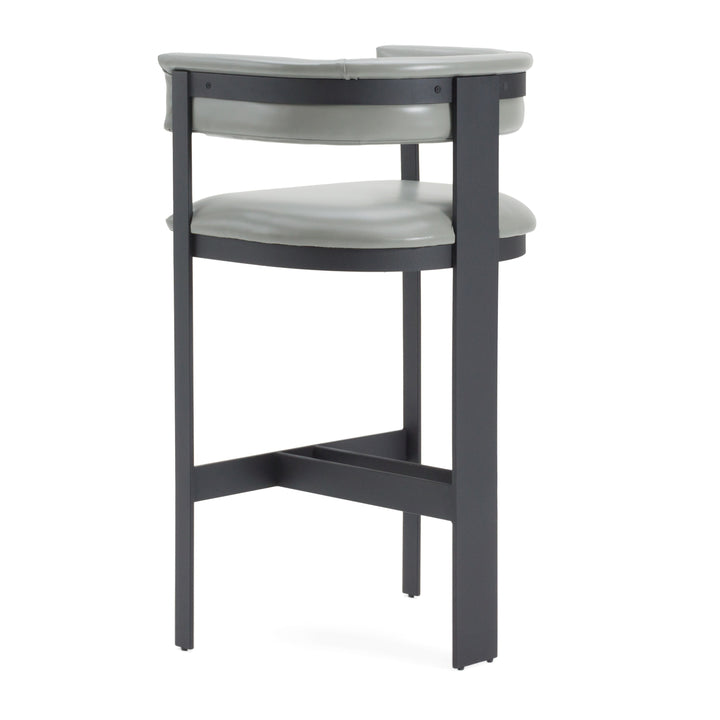 Boswell - Modern Grey Faux Leather + Black Barstool