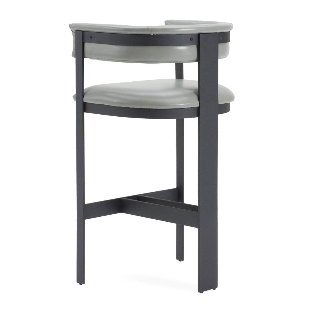 Boswell - Modern Grey Faux Leather + Black Barstool