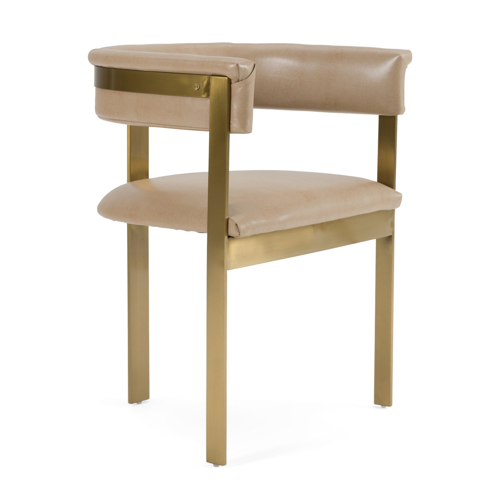 Boswell - Modern Brown Faux Leather  Gold Dining Chair