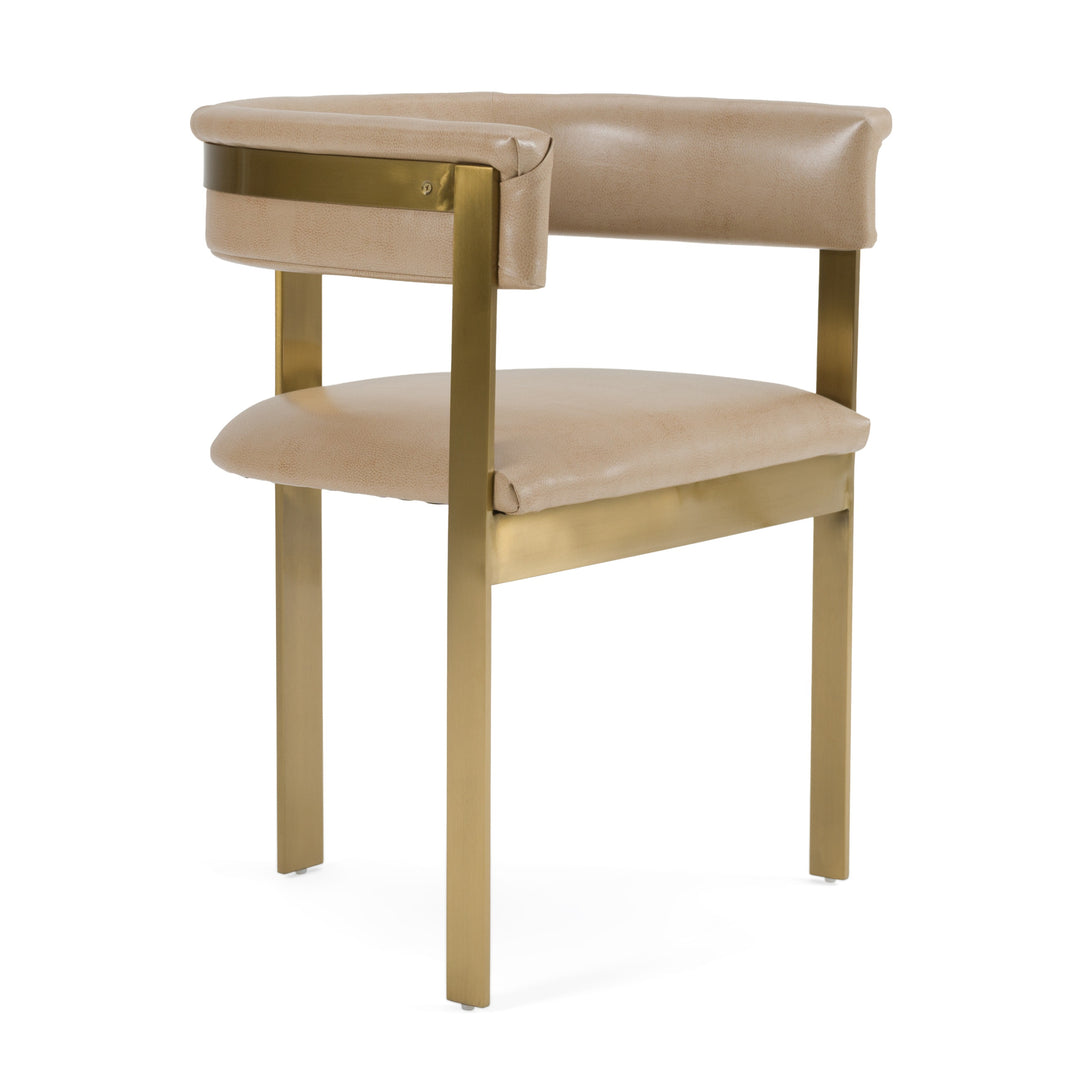 Boswell  Modern Brown Faux Leather + Gold Dining Chair