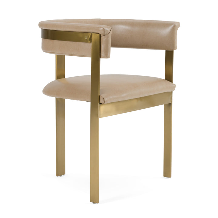Boswell - Modern Brown Faux Leather + Gold Dining Chair