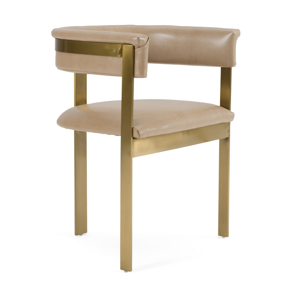 Boswell - Modern Brown Faux Leather + Gold Dining Chair