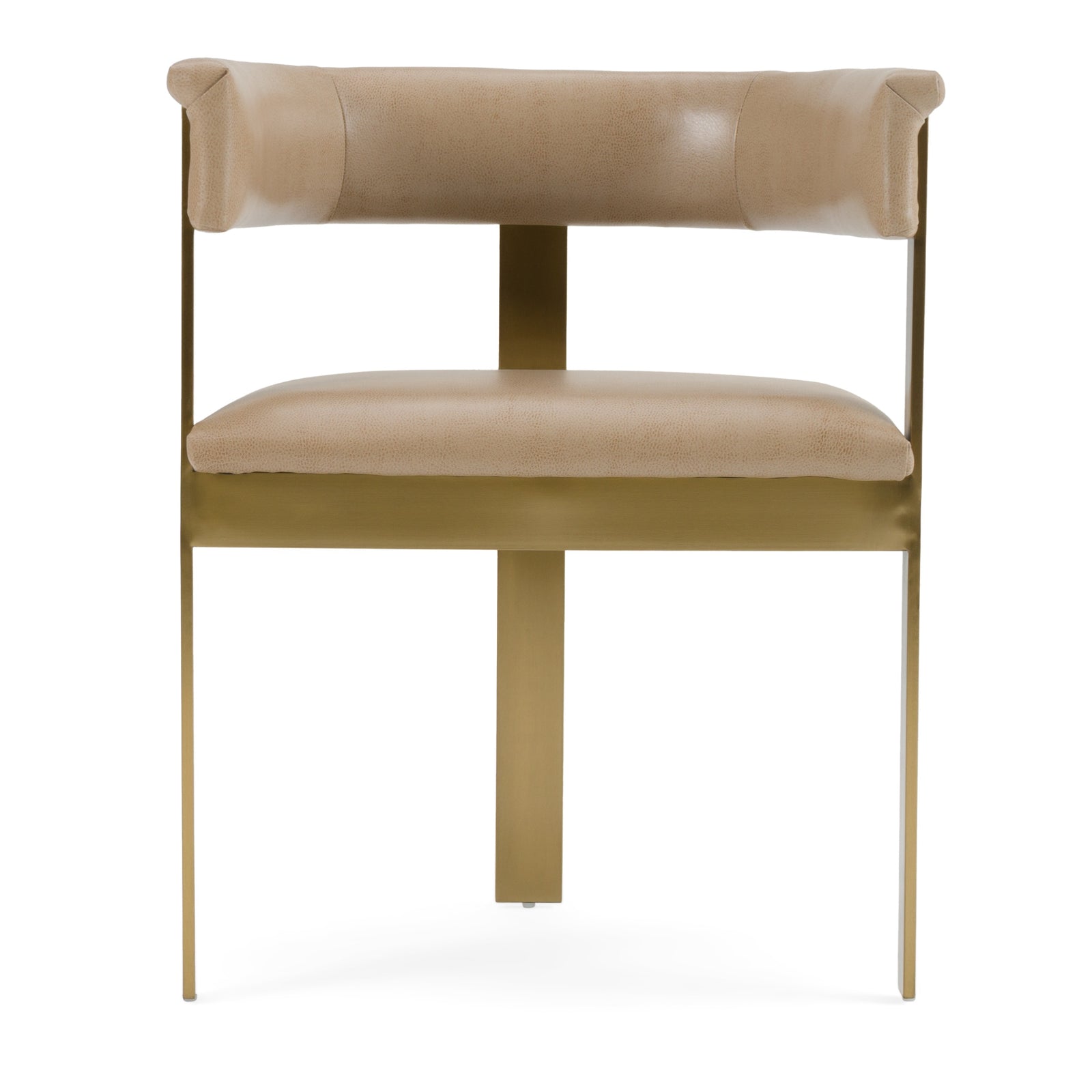 Boswell - Modern Brown Faux Leather  Gold Dining Chair