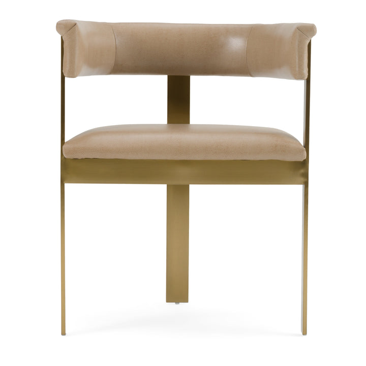 Boswell - Modern Brown Faux Leather + Gold Dining Chair