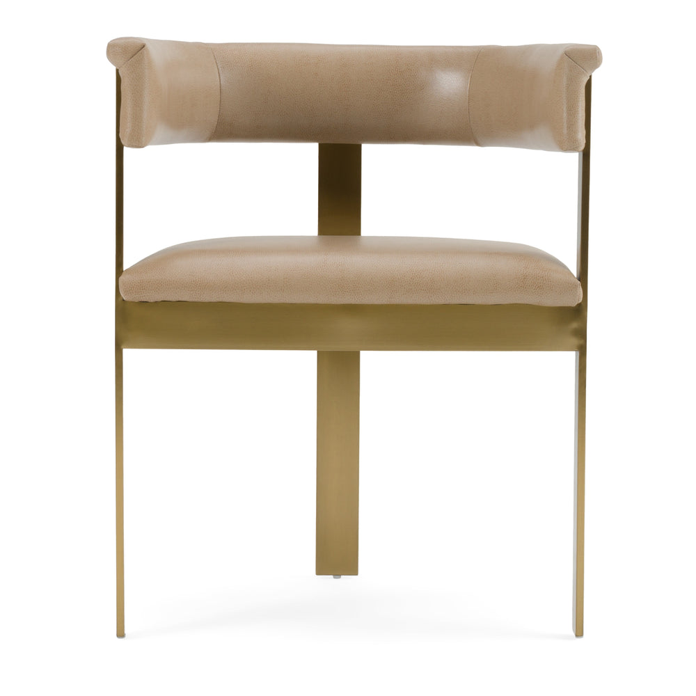 Boswell - Modern Brown Faux Leather + Gold Dining Chair - View 2