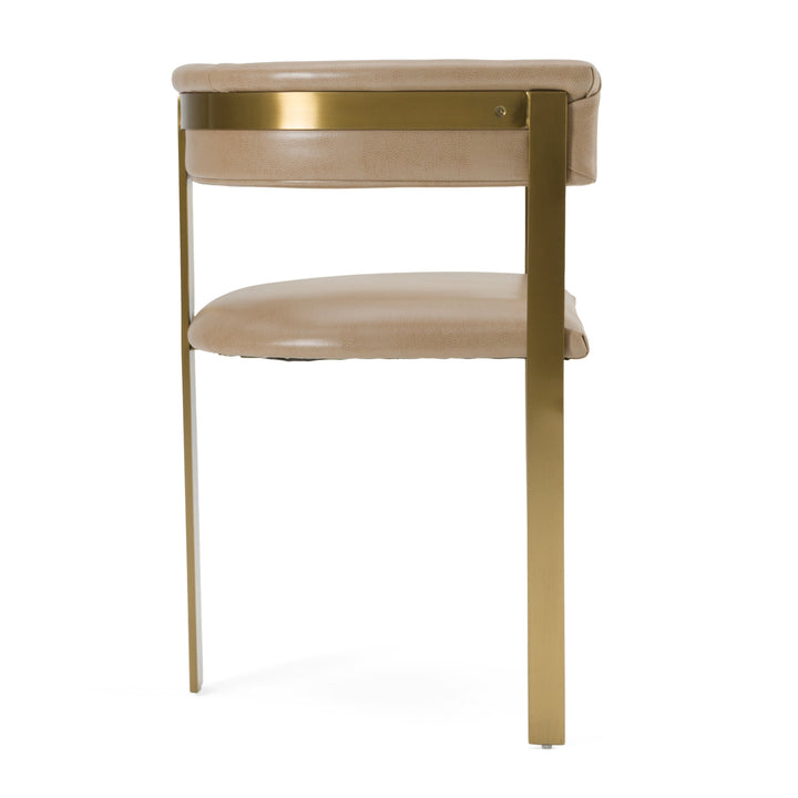 Boswell - Modern Brown Faux Leather + Gold Dining Chair
