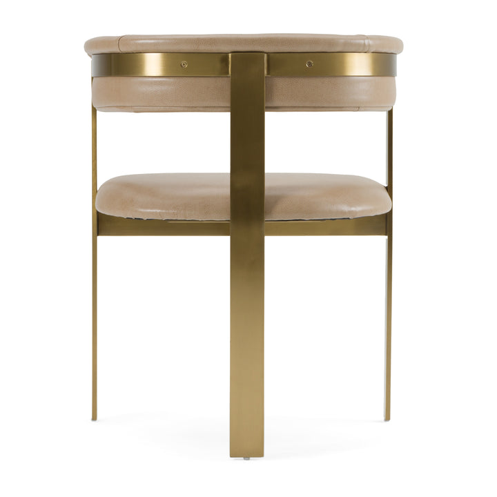 Boswell - Modern Brown Faux Leather + Gold Dining Chair
