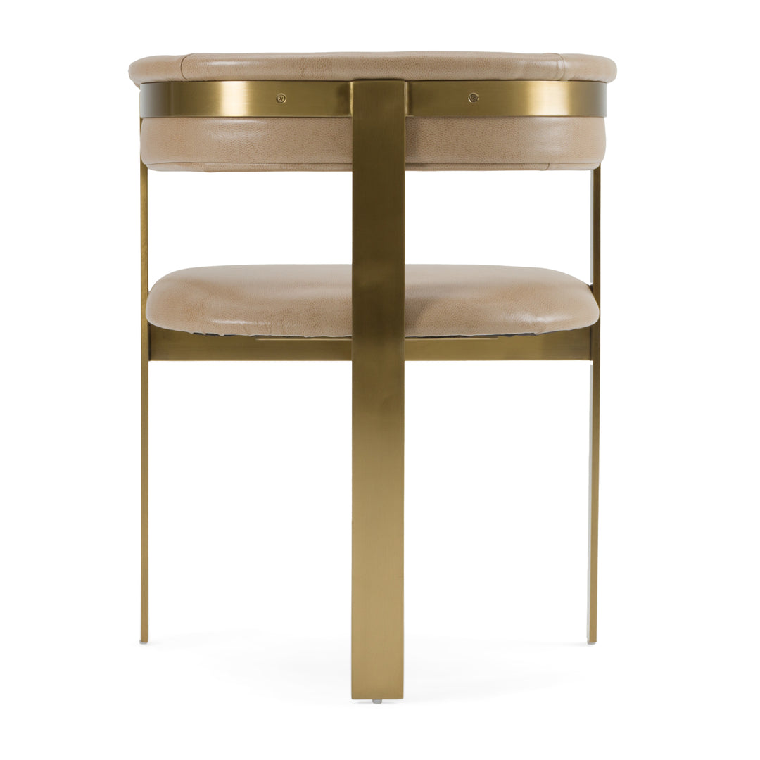 Boswell - Modern Brown Faux Leather + Gold Dining Chair