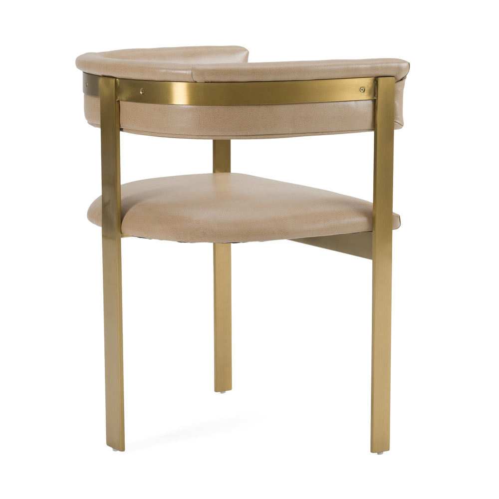 Boswell - Modern Brown Faux Leather + Gold Dining Chair - View 5