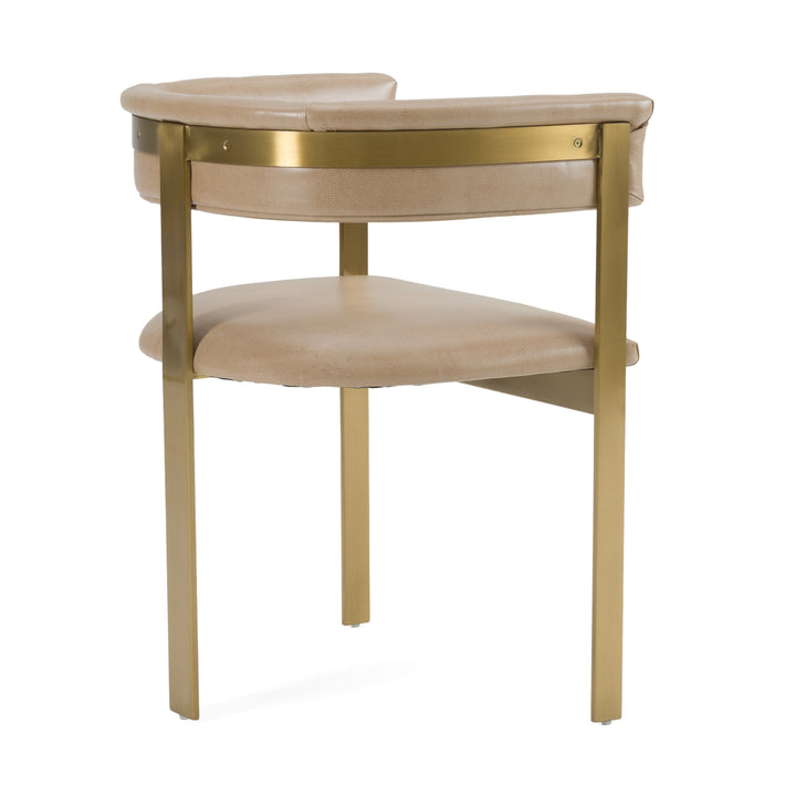 Boswell  Modern Brown Faux Leather + Gold Dining Chair