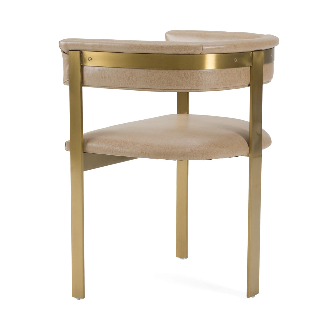 Boswell - Modern Brown Faux Leather + Gold Dining Chair