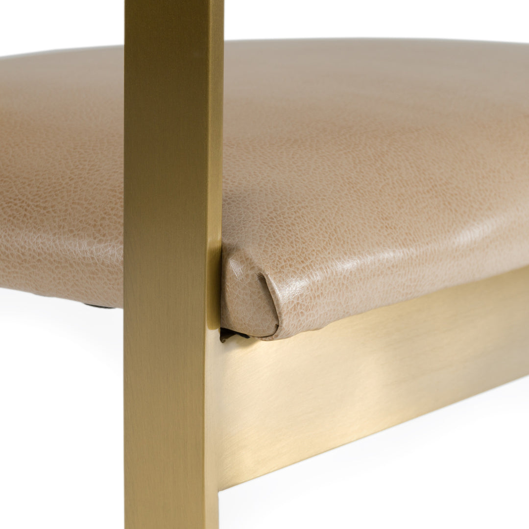 Boswell  Modern Brown Faux Leather + Gold Dining Chair