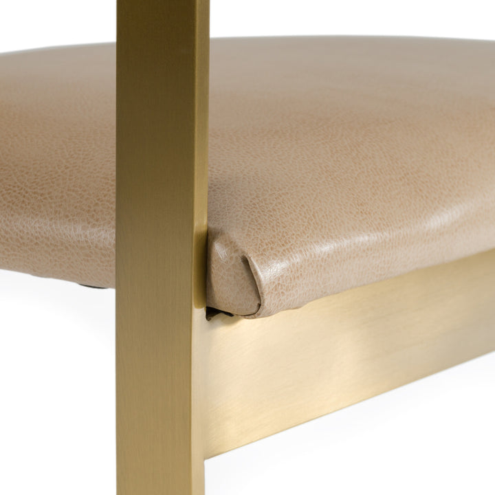 Boswell  Modern Brown Faux Leather + Gold Dining Chair