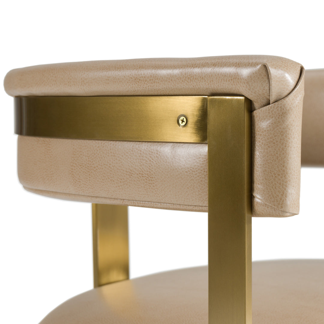 Boswell - Modern Brown Faux Leather + Gold Dining Chair