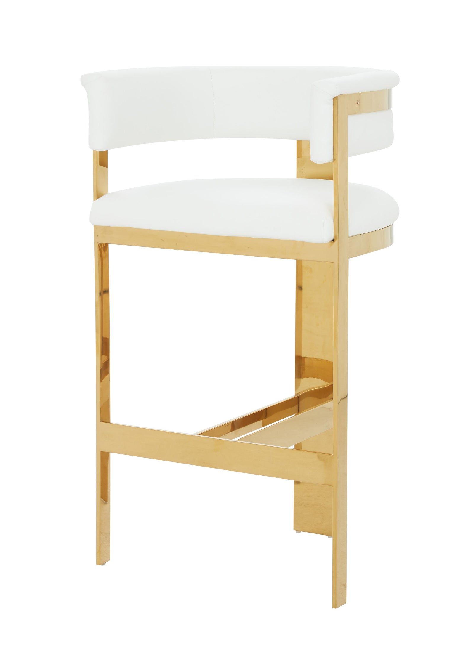 Boswell - Modern White  Gold Barstool