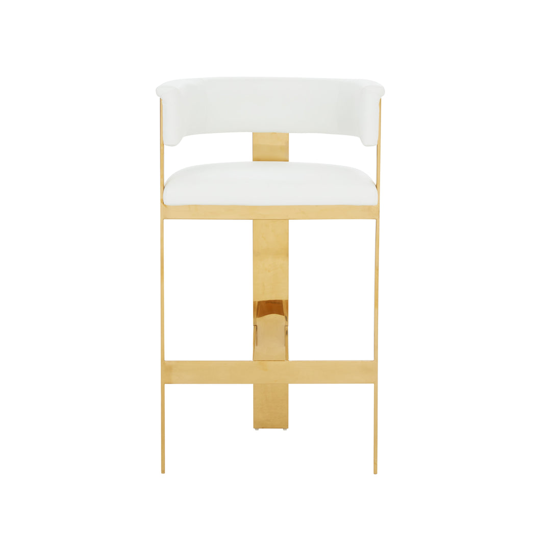Boswell - Modern White  Gold Barstool