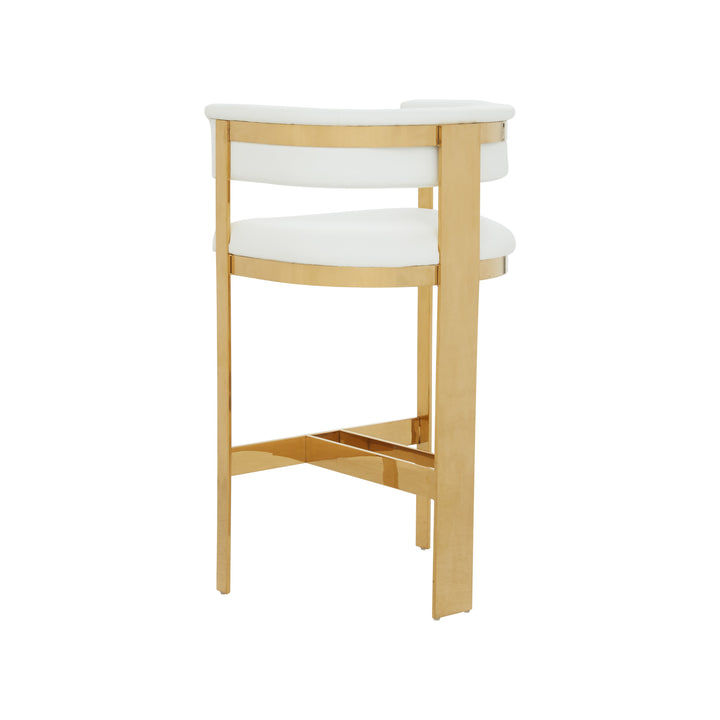 Boswell  Modern White + Gold Barstool