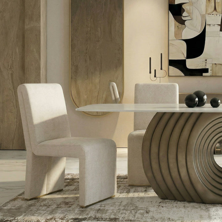 Bounty - Modern Beige Fabric + Antique Brass Dining Chair (Set of 2)