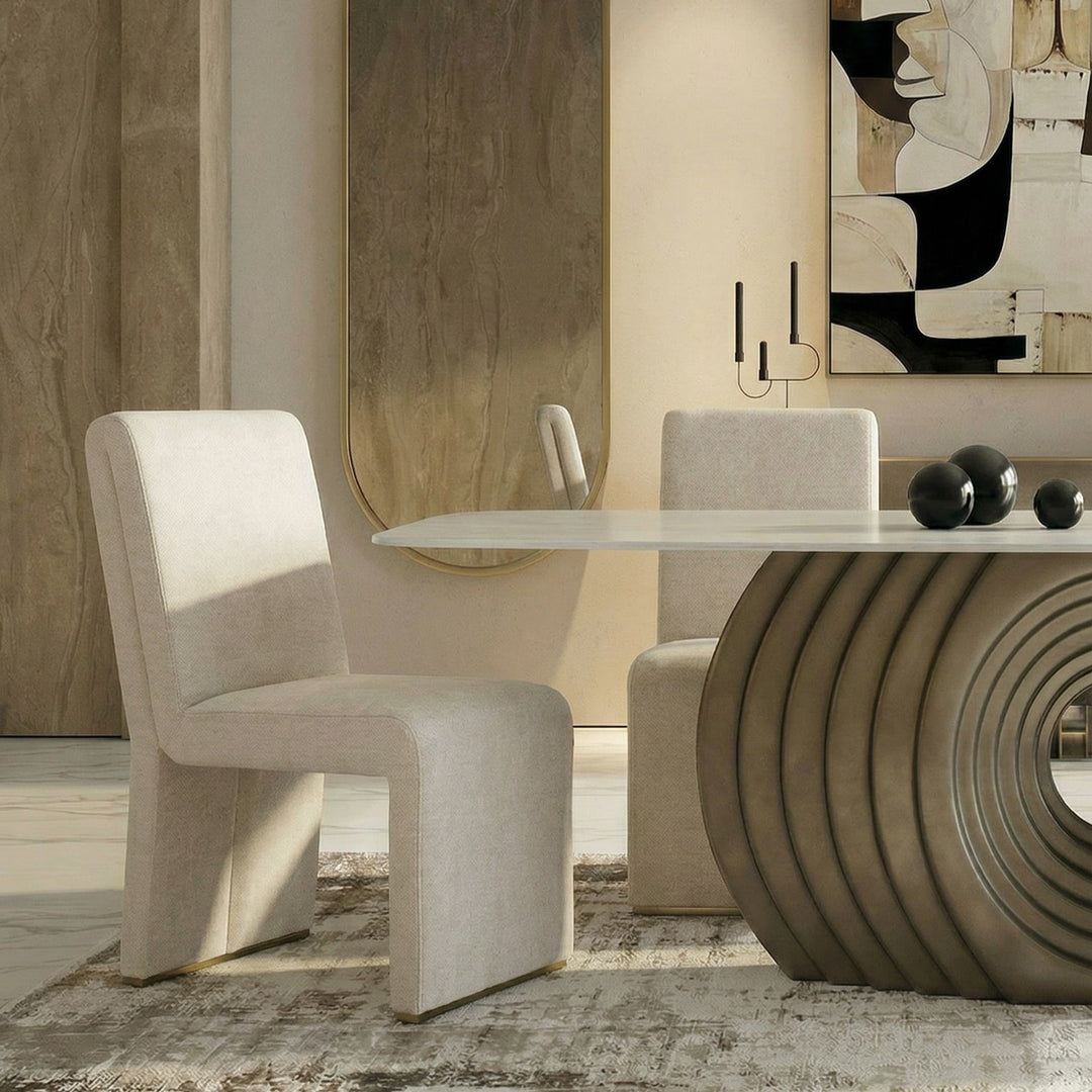 Bounty - Modern Beige Fabric + Antique Brass Dining Chair (Set of 2)