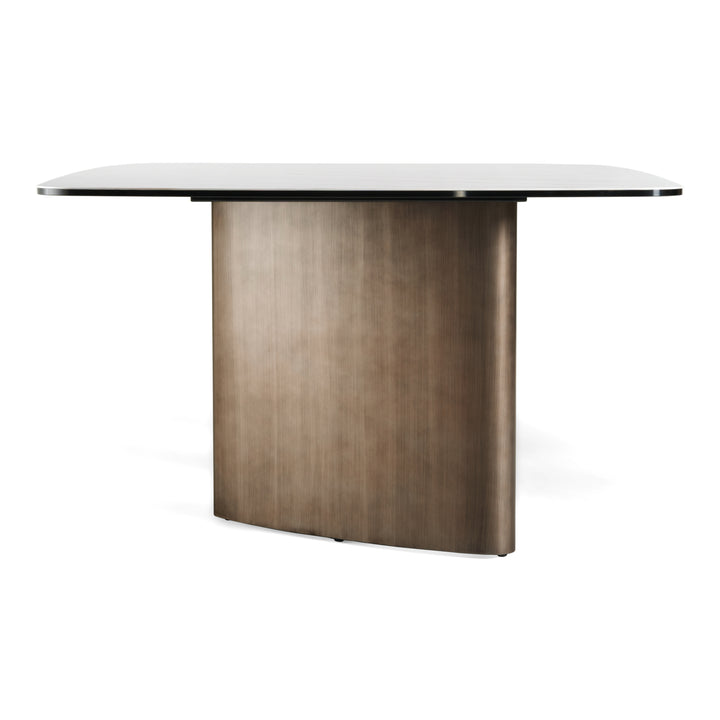 Bounty - Modern White Ceramic + Antique Brass Dining Table