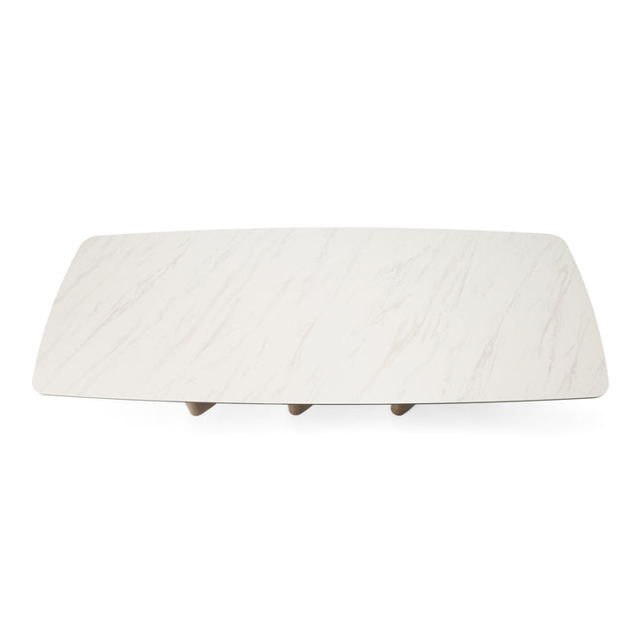 Bounty - Modern White Ceramic + Antique Brass Dining Table