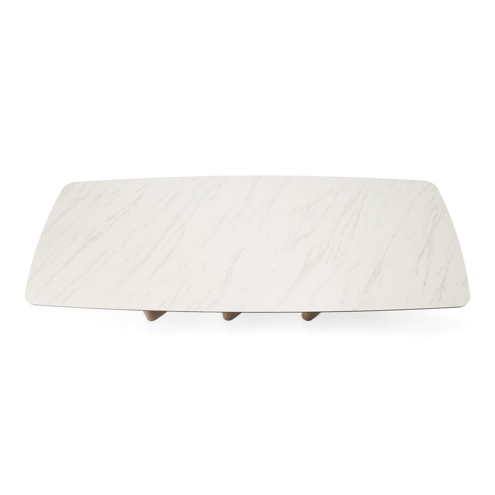 Bounty - Modern White Ceramic + Antique Brass Dining Table - View 4