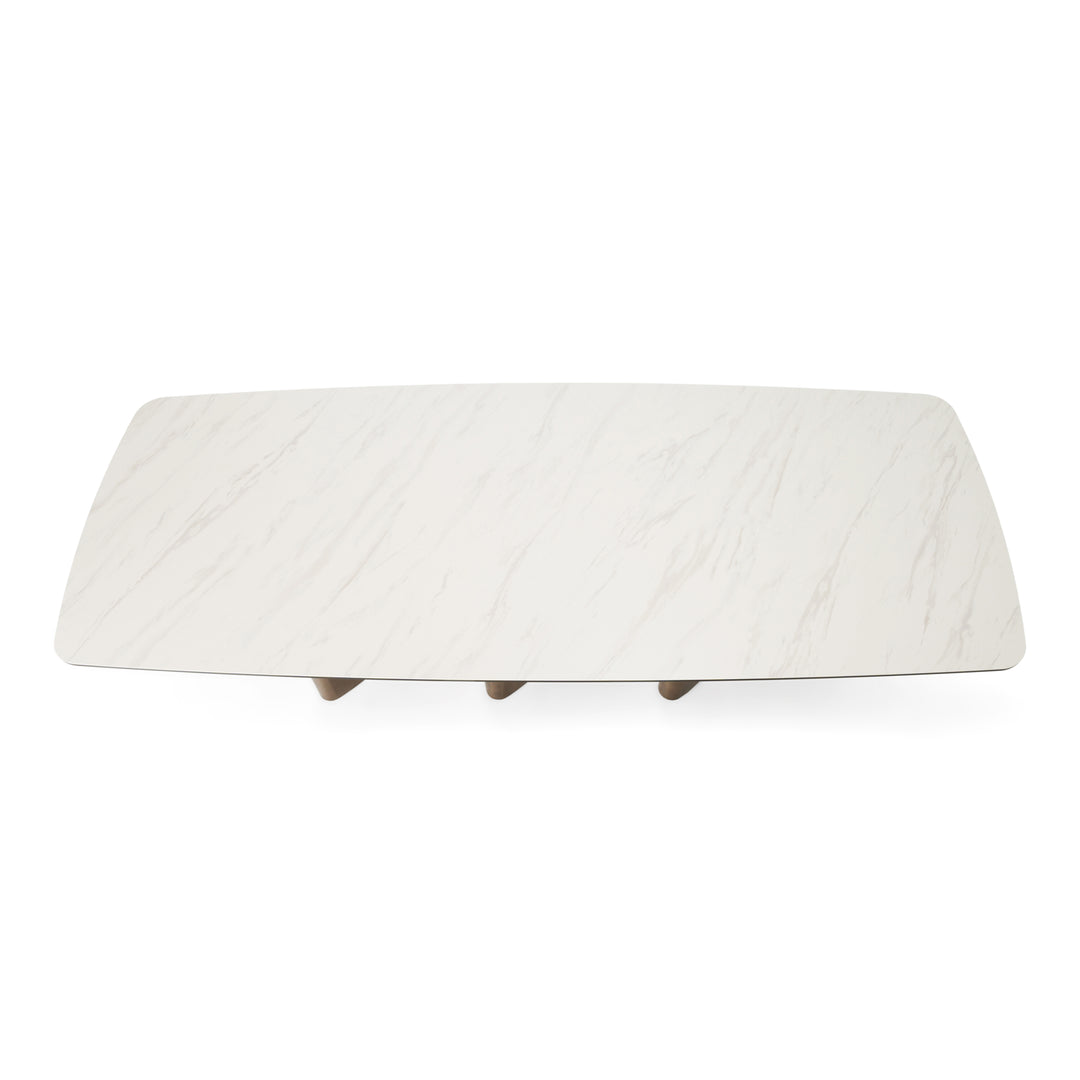 Bounty - Modern White Ceramic + Antique Brass Dining Table