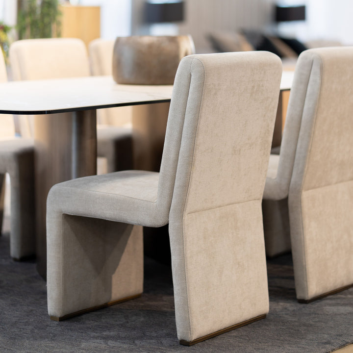 Bounty - Modern Beige Fabric + Antique Brass Dining Chair (Set of 2)