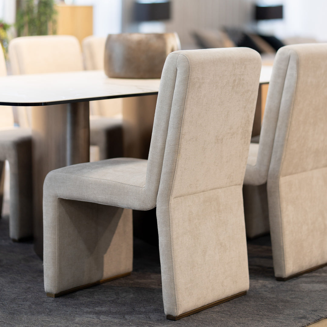 Bounty - Modern Beige Fabric + Antique Brass Dining Chair (Set of 2)