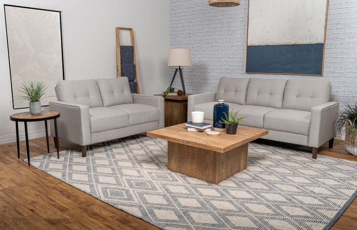 Bowen - 2 Piece Upholstered Track Arm Tufted Sofa Set - Beige Stationary Sofa &amp; Loveseat modern furniture Contempo Furniture